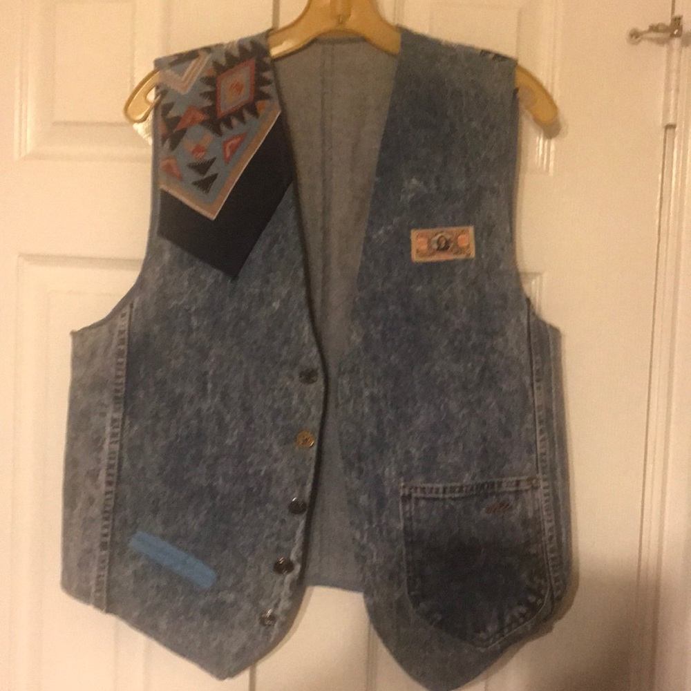 Vest Custom Southwest Denim Vest Size L